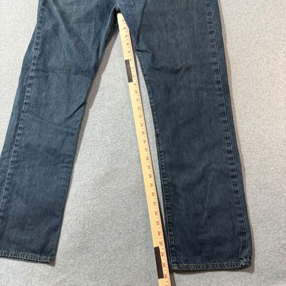 Levis Jeans Mens 36x32 Blue 501 Straight Button Fly American Dark Wash Denim - Picture 10 of 13